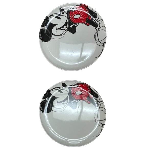 Disney Mickey Mouse 8" Ceramic Salad Plates Set Of 2 - Picture 1 of 6